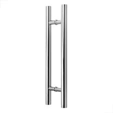Puxador cilíndrico de aço inox para portas de madeira pivotantes