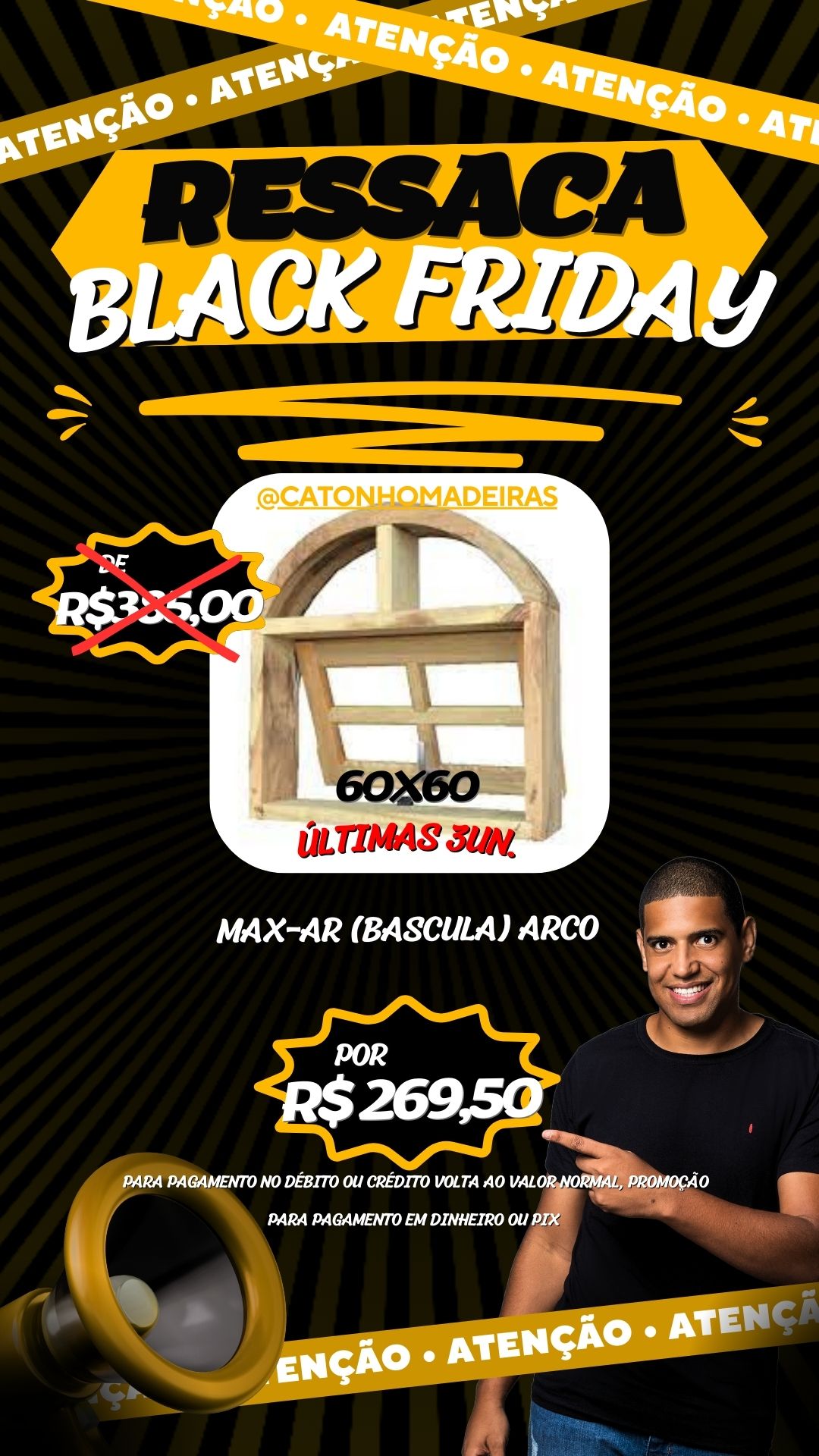Janela maxim-ar de madeira maciça para banheiro ou circulação