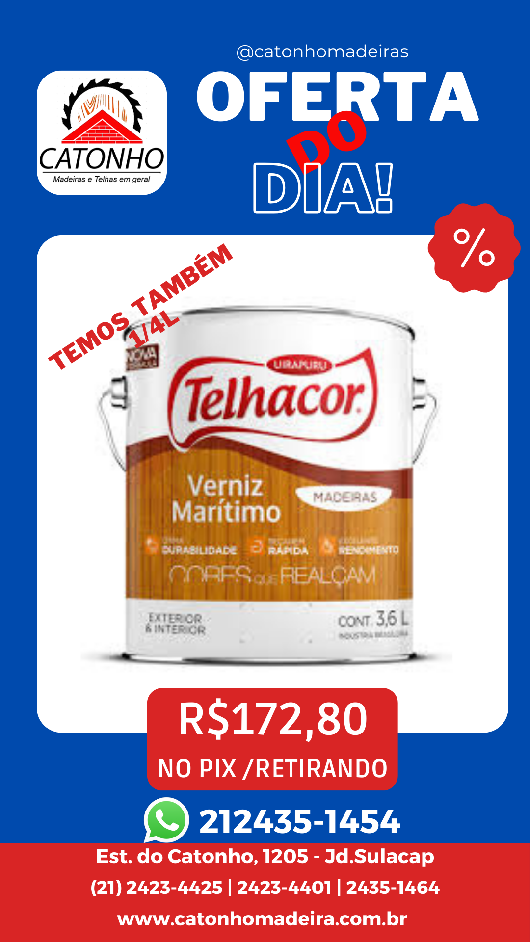 Lata de verniz impermeabilizante telhacor para telhas cerâmicas